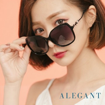 【ALEGANT】典雅精緻金屬設計尊尚黑寶麗來偏光墨鏡/UV400太陽眼鏡
