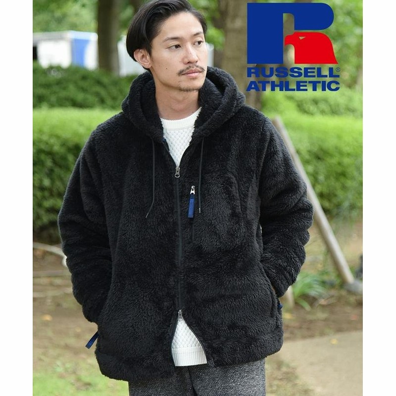 シップス Russell Athletic Ships ビッグシルエット ボアフリース フード ブルゾン パーカー メンズ ブラック Medium Ships 通販 Lineポイント最大5 0 Get Lineショッピング