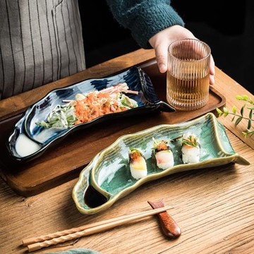 創意陶瓷盤碟日式窯變創意異形壽司盤子小吃餐盤碟料理店陶瓷餐具