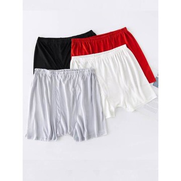 日單男士真絲內褲蠶絲針織平角褲大碼寬松四角褲衩夏季薄款短褲頭