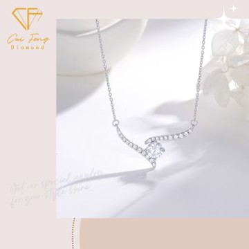 【CF鑽飾】項鍊 莫桑鑽《心動軌跡》鑽石項鍊 新年禮物 情人節 生日送禮 飾品