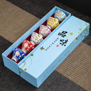 琺瑯彩茶杯單杯陶瓷品茗杯功夫茶具家用輕奢高檔泡茶主人杯禮品盒