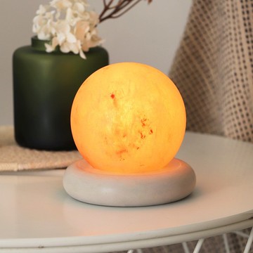 小玫瑰圓球 I 清水模 I 原色甜甜圈底座 l 能量療癒 I 鹽燈