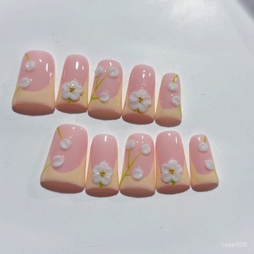 ✨Hannah✨手工穿戴甲漸變腮紅立體浮鵰美甲夏日馬卡龍爆款純慾輕奢純手作指純手工穿戴甲 E057