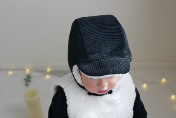 日本手作燈芯絨羊羔絨保暖童帽 軟綿綿護耳帽