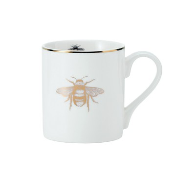 Mikasa Dinnerware 美國 金邊瓷製馬克杯(女王蜂280ml) / 水杯 茶杯 咖啡杯  動物圖案 手繪風 蜜蜂插圖