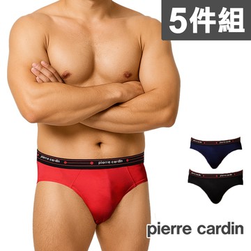 【Pierre Cardin 皮爾卡登】萊卡經典素面彈力三角內褲(5件組)