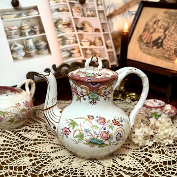 50367-絕美法國古董Sarreguemines Minton 216系列茶壺