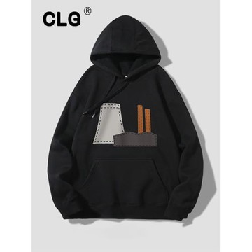 香港潮牌日系簡約連帽衛衣男長袖寬松休閑套頭上衣秋冬加絨外套潮