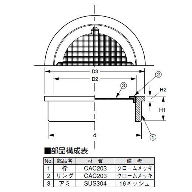 アウス 脱着式防虫目皿（外ネジ） 1個 D-3BZ-G 50 - 配管工具