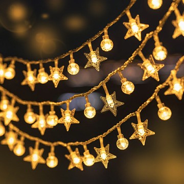燈串 造型燈串 氛圍燈 生日裝飾led星星燈帶氛圍燈戶外露營太陽能小彩燈閃燈串燈滿天星