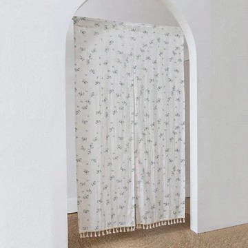 日系棉麻門簾 雙開 100%純棉提花  85 x 140cm  法式小碎花
