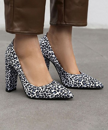 white leopard pumps