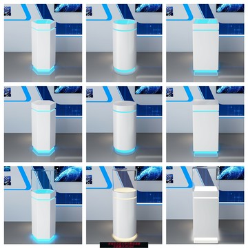 {台灣公司貨 可打統編}烤漆展臺展示臺異形發光圓形六邊形方形展廳商用展柜展示柜中島臺