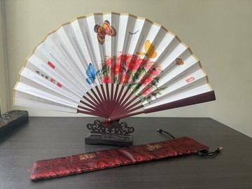蝴蝶摺扇典藏組 含底座與扇套
