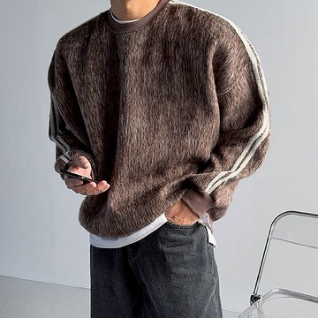 正韓奢華微光澤馬海毛線條運動衛衣 3色 YUPPIE 預購商品 0106