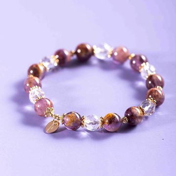 紫幽靈白水晶14K鍍金手鍊 | 天然紫色水晶手鏈 客製化禮物