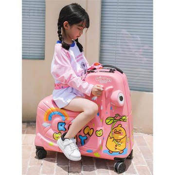 兒童行李箱可坐可騎行拉桿箱萬向輪可愛卡通旅行箱男女童登機箱子