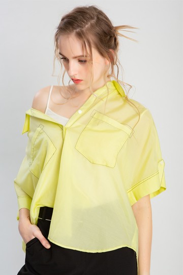 MW 落肩蠶絲微透膚車線襯衫