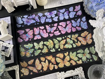 翩翩蝴蝶 PET 紙膠帶 貝殼光