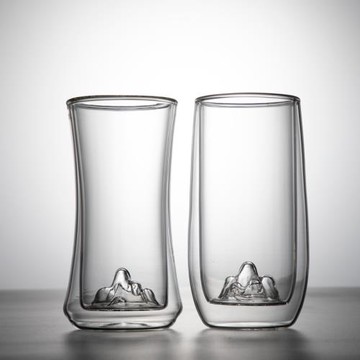 山巒杯耐熱玻璃杯雙層隔熱綠茶杯子龍井猴魁泡茶杯觀山水杯竹葉青