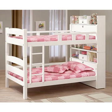 洛克3.5尺白色多功能雙層床