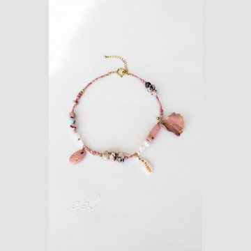 粉色陶瓷串珠項鍊