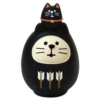 Concombre Decole 福氣招財貓咪玩具 黑色達摩 裝飾桌面潮玩擺件禮物  1個
