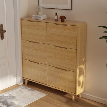 免運 附發票 超低價 工廠直銷 Baymak原木風超薄翻斗鞋櫃小戶型實木框多功能17cm鞋櫃家用門口櫃 快速發貨