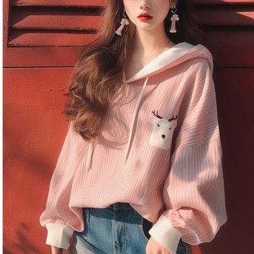 【LANNI 藍尼】現+預 設計款粉色帽T(上衣/女裝/連帽/休閒/百搭/通勤)