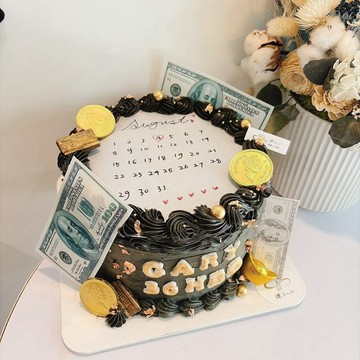 燃燒美金主題蛋糕 客製化蛋糕 紀念日  燃燒蛋糕 禮物 主題蛋糕
