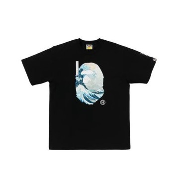 UKIYO-E X A BATHING APE 葛飾北齋 神奈川 黑色 衝浪 短T 黑色 1L73110916-BK