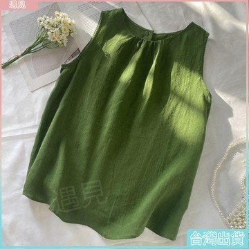 ✨台灣出貨✨無袖上衣 女 韓係 棉麻背心 複古棉麻上衣 百搭休閒顯瘦 寬鬆上衣 夏季 涼感 顯瘦 平口背心 純色 馬甲款