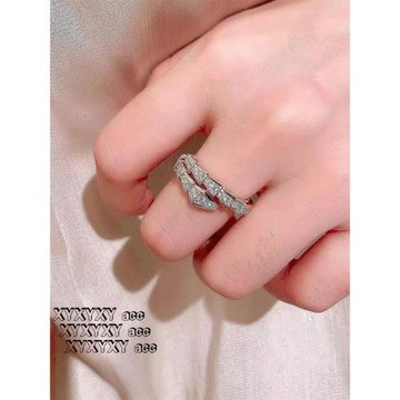 蛇形戒指女999純銀滿鉆蛇骨對戒情侶調節指環輕奢小眾18K金莫桑石