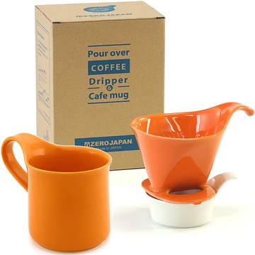 ZERO JAPAN 造型 2680 柑橘色 日本產地  馬克杯 + 漏斗 + 盤子  1組