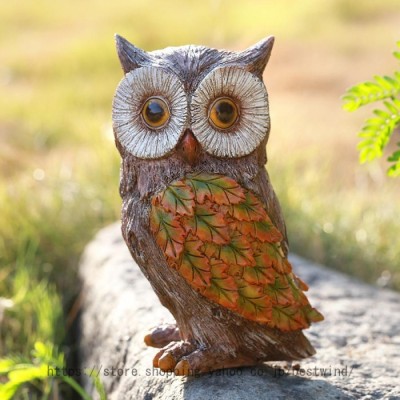 置物 彫像 フクロウ の像 ガーデニング 庭 Owl ornament statue-