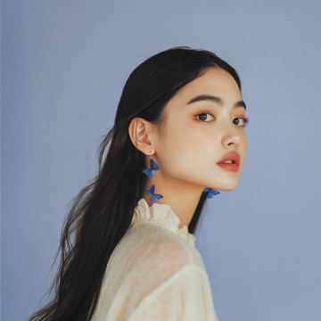 海洋藍蝴蝶耳環 耳針或耳夾