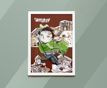 台南炭次郎貓-藝術創作/貓咪/插畫/民宿/複製畫/無框畫/禮物/布置