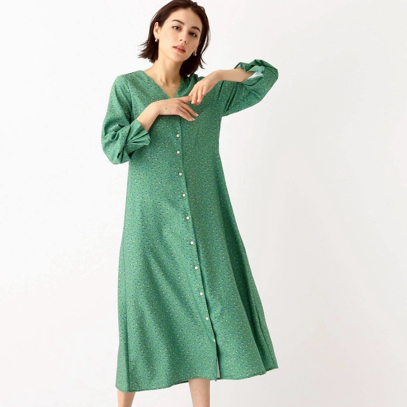 オペーク ドット クリップ Opaque Clip Petal De Opaque フラワープリント フォットアンドフレアワンピース グリーン 通販 Lineポイント最大2 0 Get Lineショッピング