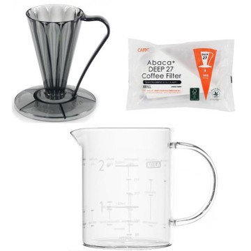 【日本三洋】DEEP27 花瓣底27度究極濾杯-兩色可選(附咖啡配方量杯350ml+漂白麻纖濾紙)