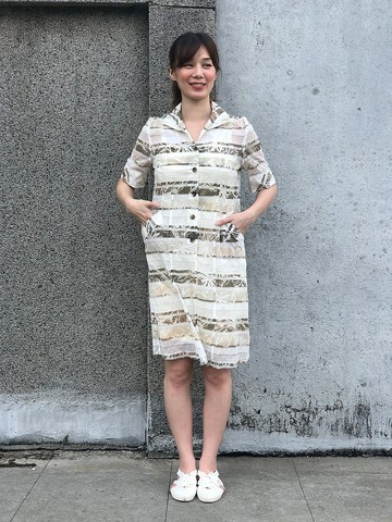 橫紋鐵絲領小洋裝