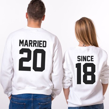 Married Since 客製化結婚年份 大學T 白色 下訂告知年份 情人