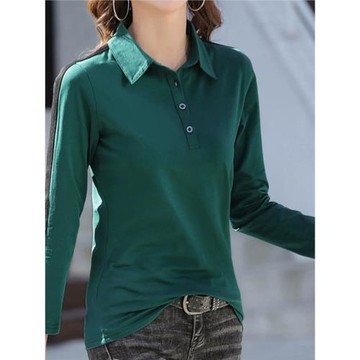 高爾夫長袖女polo衫大碼修身顯瘦t恤上衣球服翻領打底衫運動服裝
