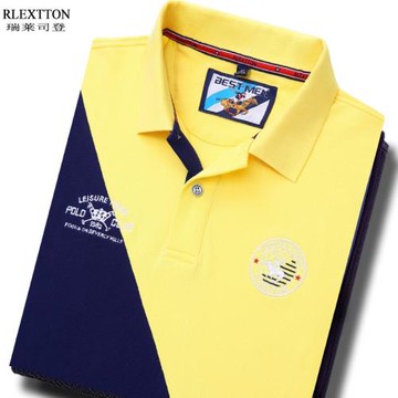 夏季男裝黃色短袖男士T恤高檔POLO衫彩色體恤刺繡翻領上衣半袖潮T