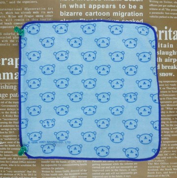 【震撼精品百貨】San-X動物家族_熊~小方巾-藍熊