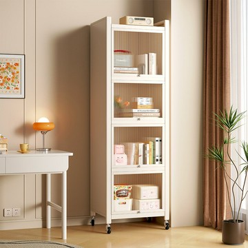 APP下單享點數9% 鋼制書架置物架落地窄書柜家用防塵展示柜夾縫收納柜子儲物柜