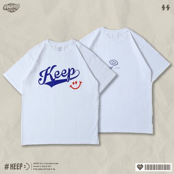 #KEEP AMERICAN-STYLE LOGO TEE 白色 印花 雲朵 美式 LOGO 短TEE【KS339】