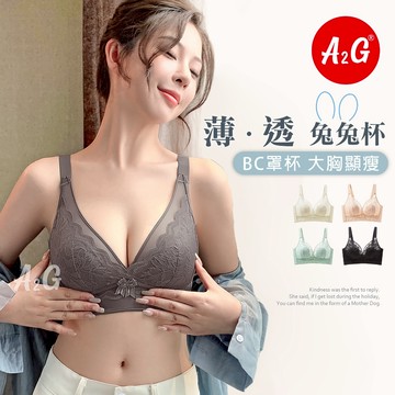 【A2G】隔日到貨【法式內衣、兔兔杯】  大胸顯瘦 性感透膚 無鋼圈內衣 鏤空蕾絲 美背設計 無痕舒適 性感內衣9669