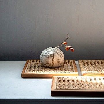 Tomood/ 土與木之間｜手工實木方型籐編托盤