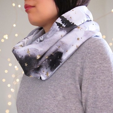 聖誕禮物 繁星森林刷毛頸圈 灰色 原創布料